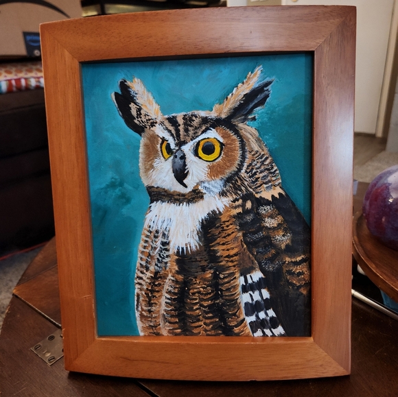 Original Signed acrylic paintings of Great Horned Owl - Picture 2 of 5